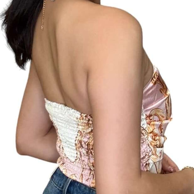 Strapless Satin Scarf Top - Pink – Alicia DiMichele Boutique