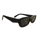 Black sunglasses with dark lenses on a white background