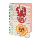 Beaded passport holder with lobster design on a white background