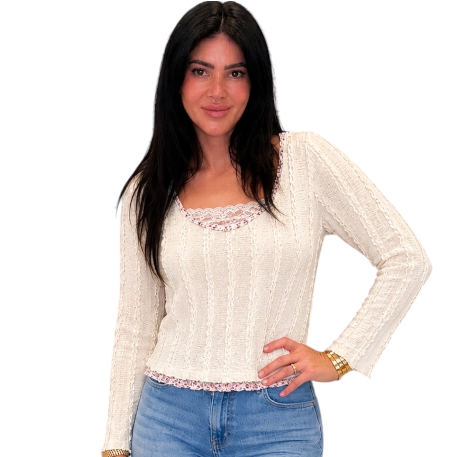 alicia dimichele boutique sweet lace ruffle square neck top