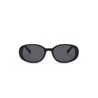 black oval sunglasses on white background