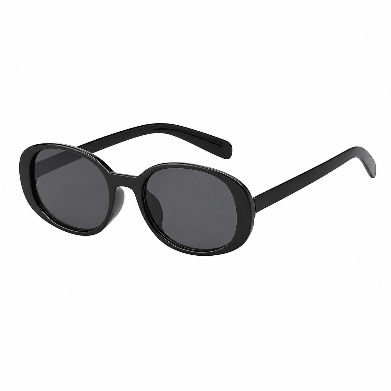 black oval sunglasses on white background