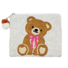 Pouch with a teddy bear design on a white background