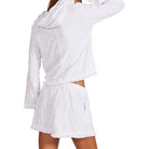 White textured outfit with a hood on a white background