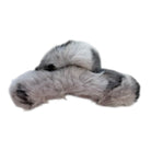 Gray and black fur-lined  claw clip on a white background