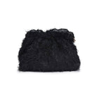 Black fluffy clutch bag on a white background