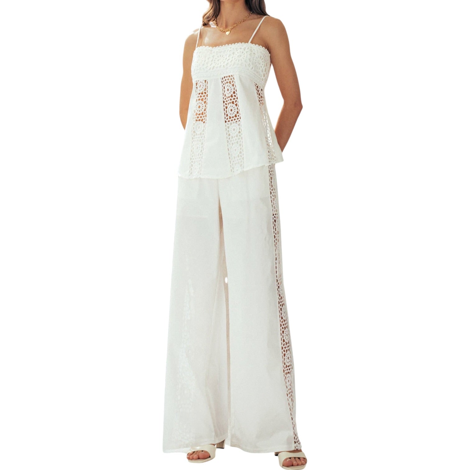 White lace dress on a white background