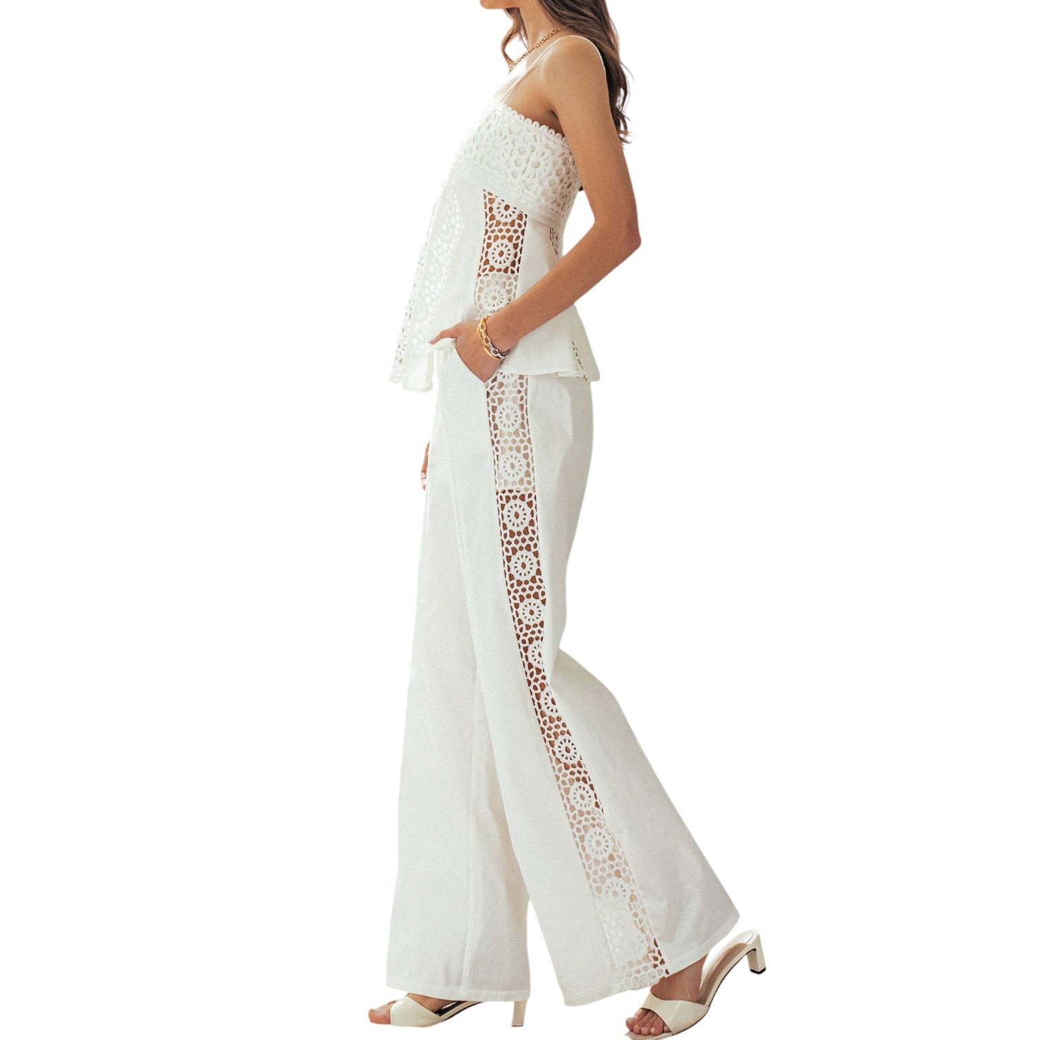 White lace set on a white background