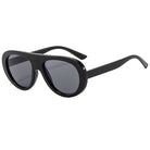 black oval sunglasses on white background