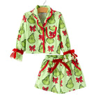 Green Holiday Character Bow Pajama Set
