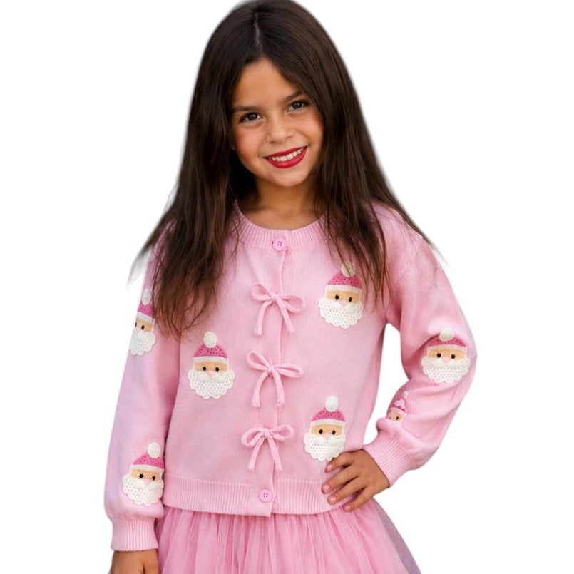 Pink Santa Bow Knit Girls Cardigan – Alicia DiMichele Boutique