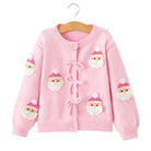 Pink Santa Bow Knit Girls Cardigan