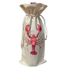 Beige drawstring bag with a red lobster design on a white background