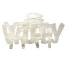 Clear plastic clip with 'WIFEY' text on a white background