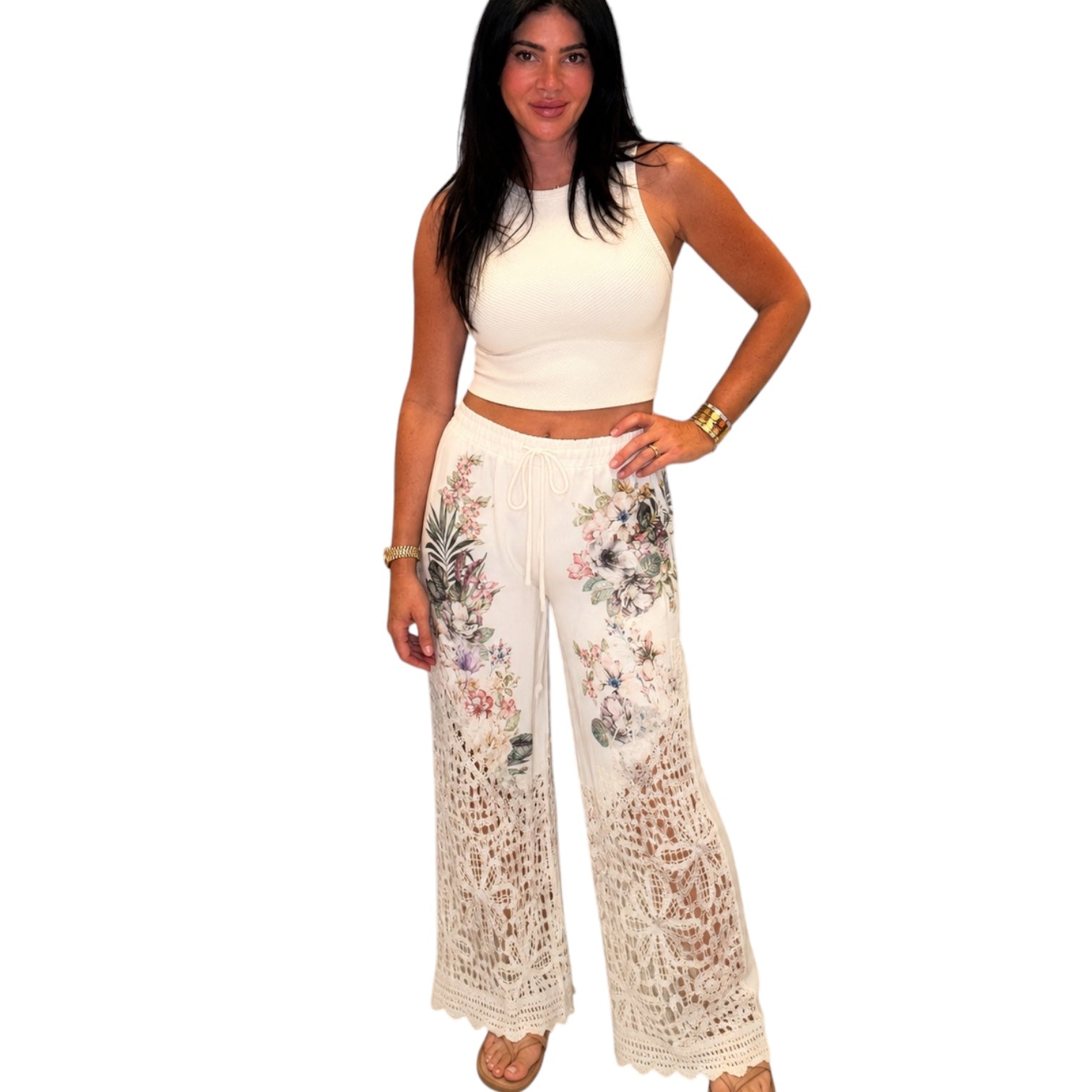 Crochet Trim Drawstring Pants - Wildflower – Alicia DiMichele Boutique