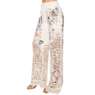 Floral patterned pants on a white background
