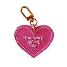 Heart-shaped keychain with 'You Can't Afford Me' text on a white background