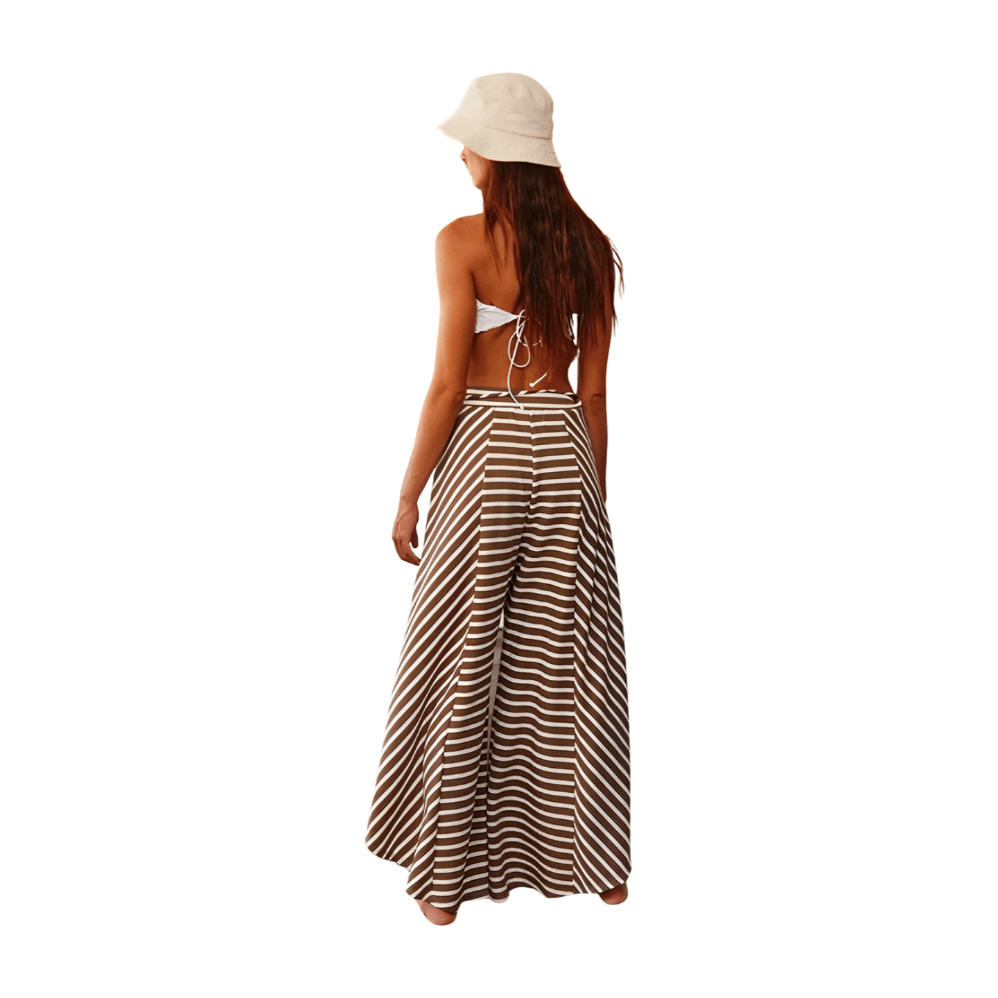 Stripe Print Wide Leg Pants