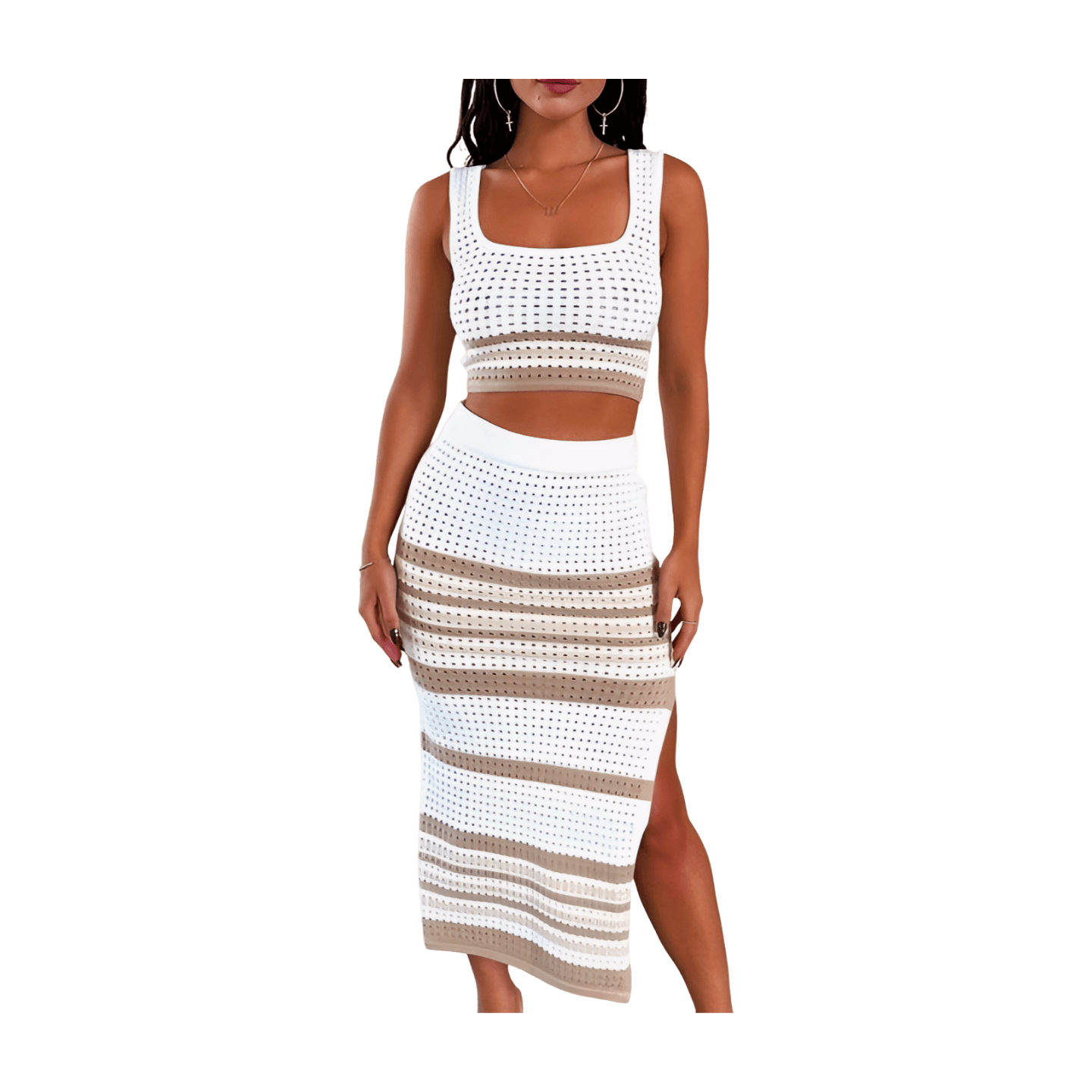 Chic Crochet Tank and Skirt Set