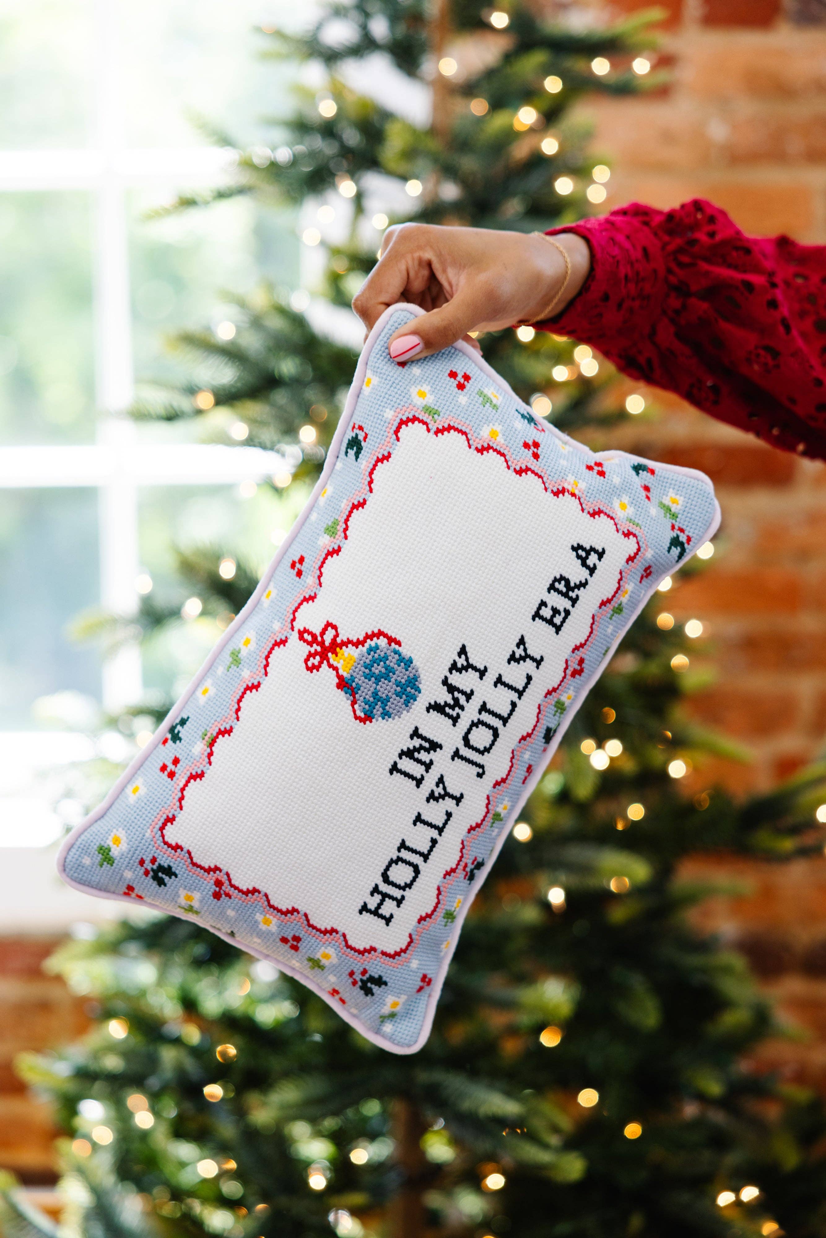 Holly Jolly Era Needlepoint Pillow – Alicia DiMichele Boutique