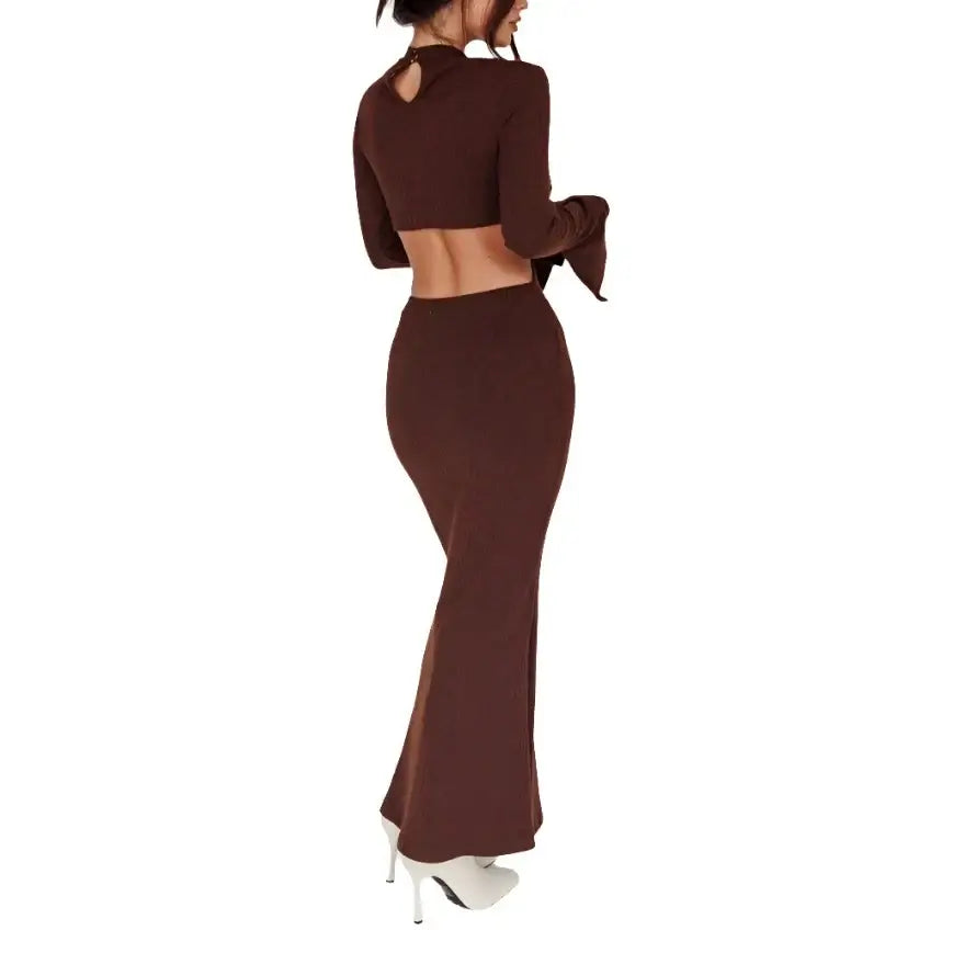 Flared Ribbed Maxi Dress