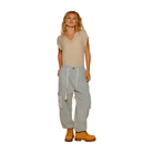 Ribbed V Neck Solid Basic Top - Latte