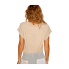Ribbed V Neck Solid Basic Top - Latte