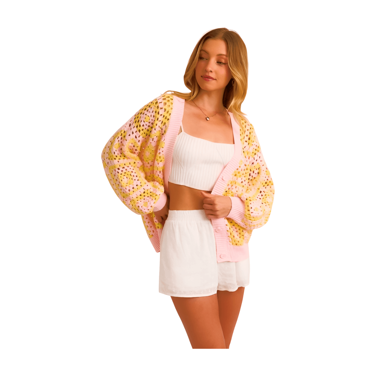 Colorful Crochet button Cardigan
