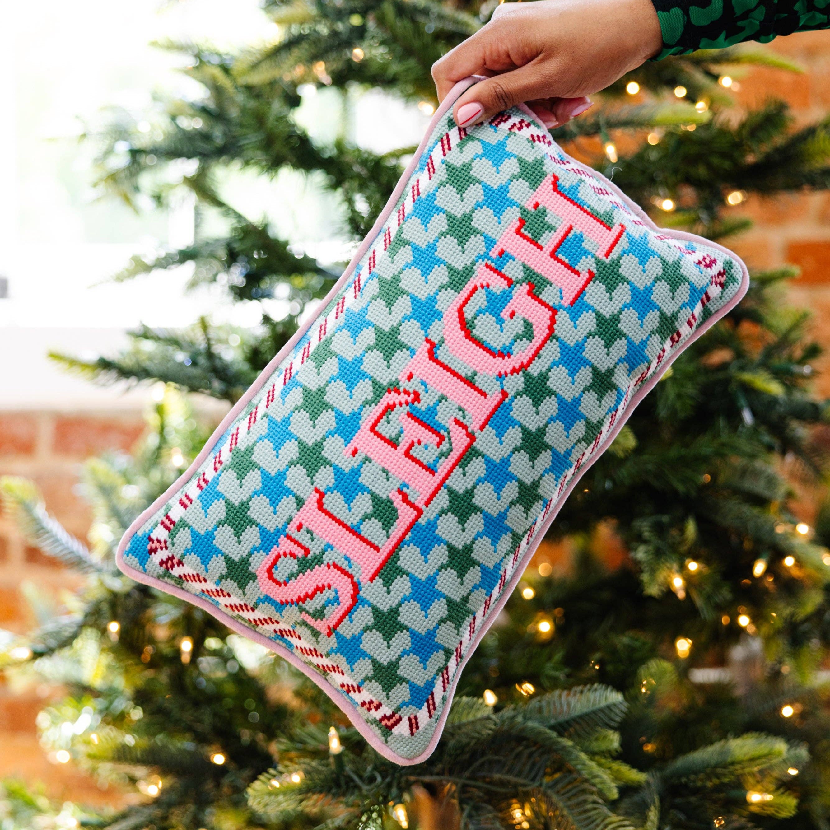Sleigh Needlepoint Pillow – Alicia DiMichele Boutique