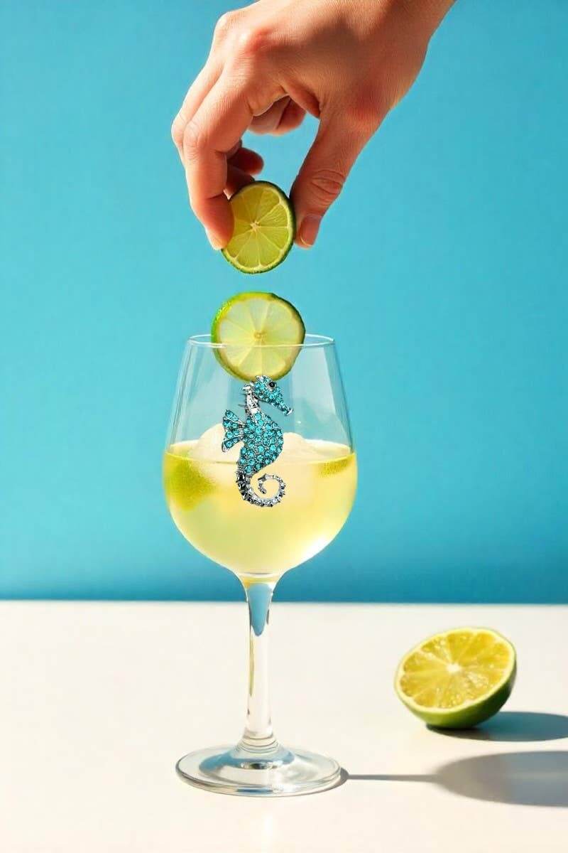 Blue Seahorse Stemmed Wine Glass – Alicia DiMichele Boutique