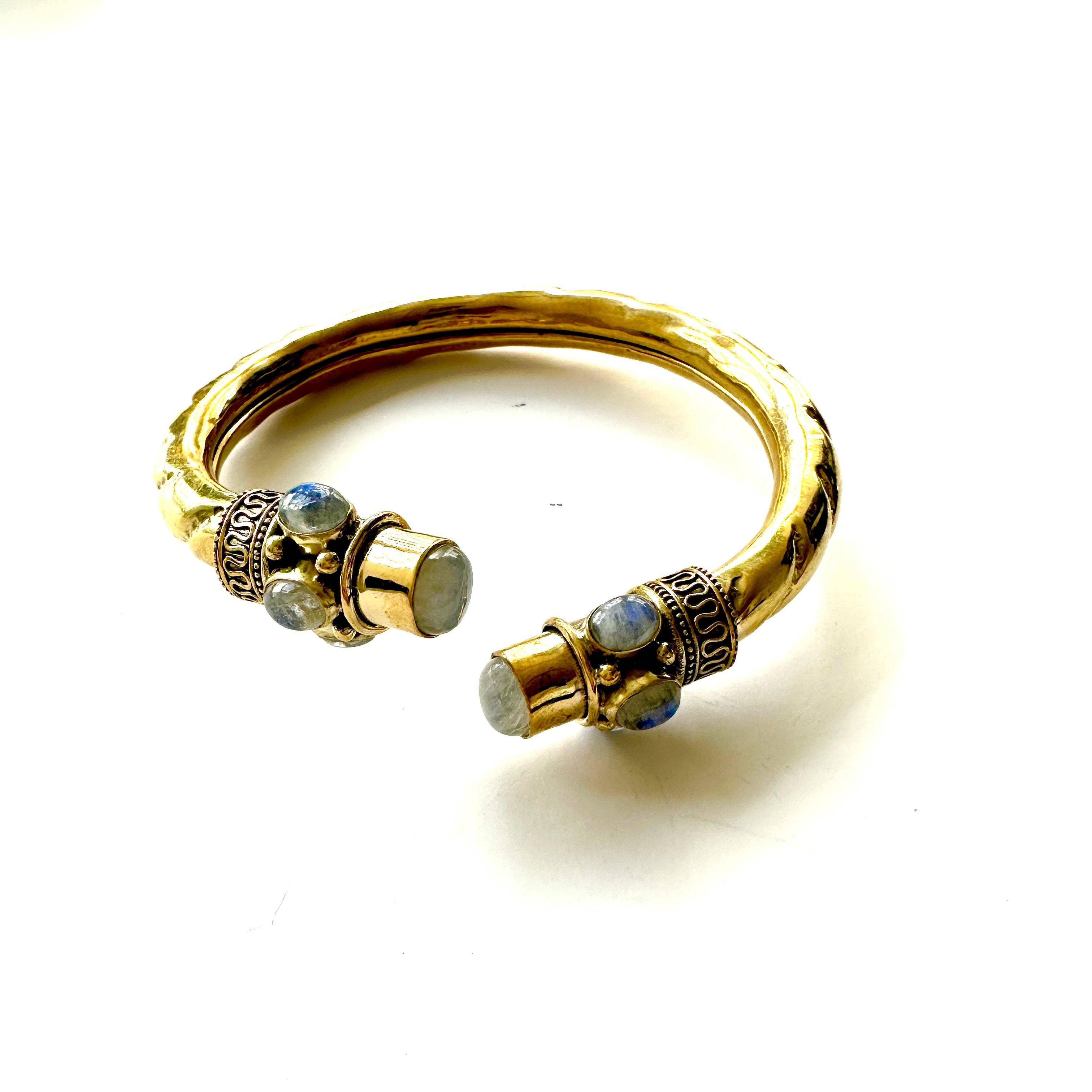 Moonstone Brass Cuff available at Alicia DiMichele Boutique – stylish women’s fashion and accessories.