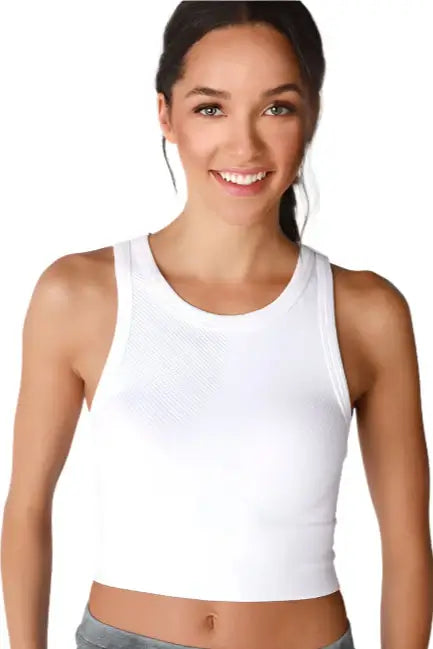 Chevron High Neck Crop Top - White – Alicia DiMichele Boutique