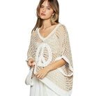 Taupe Peace Crochet Knit Top available at Alicia DiMichele Boutique – stylish women’s fashion and accessories.