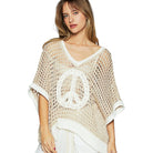 Taupe Peace Crochet Knit Top available at Alicia DiMichele Boutique – stylish women’s fashion and accessories.