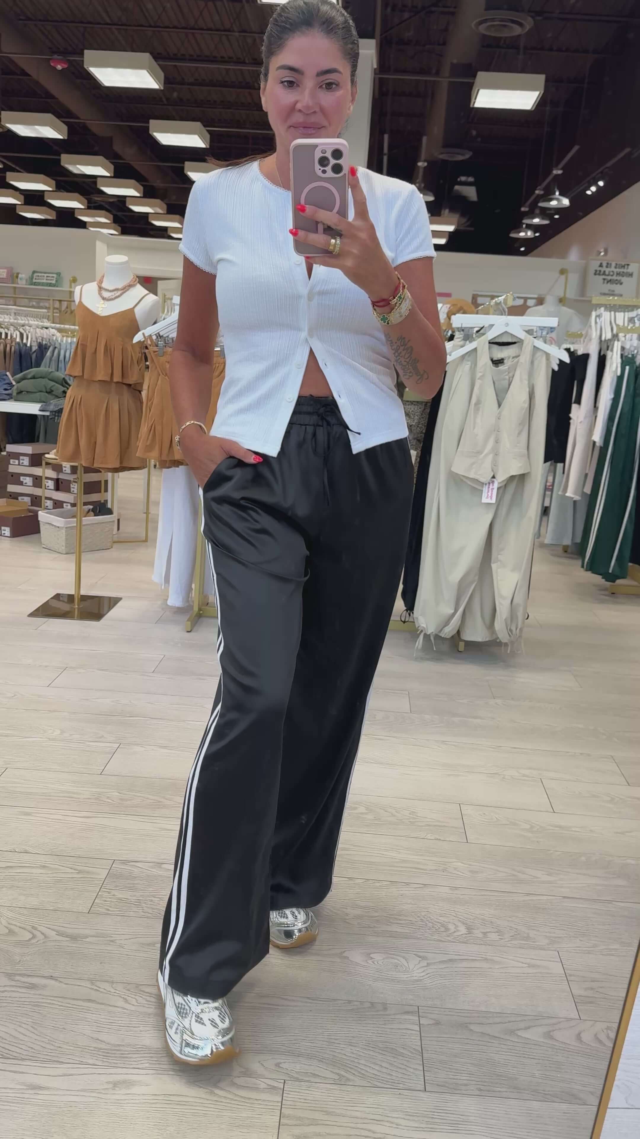 Black Satin Track Pants – Alicia DiMichele Boutique