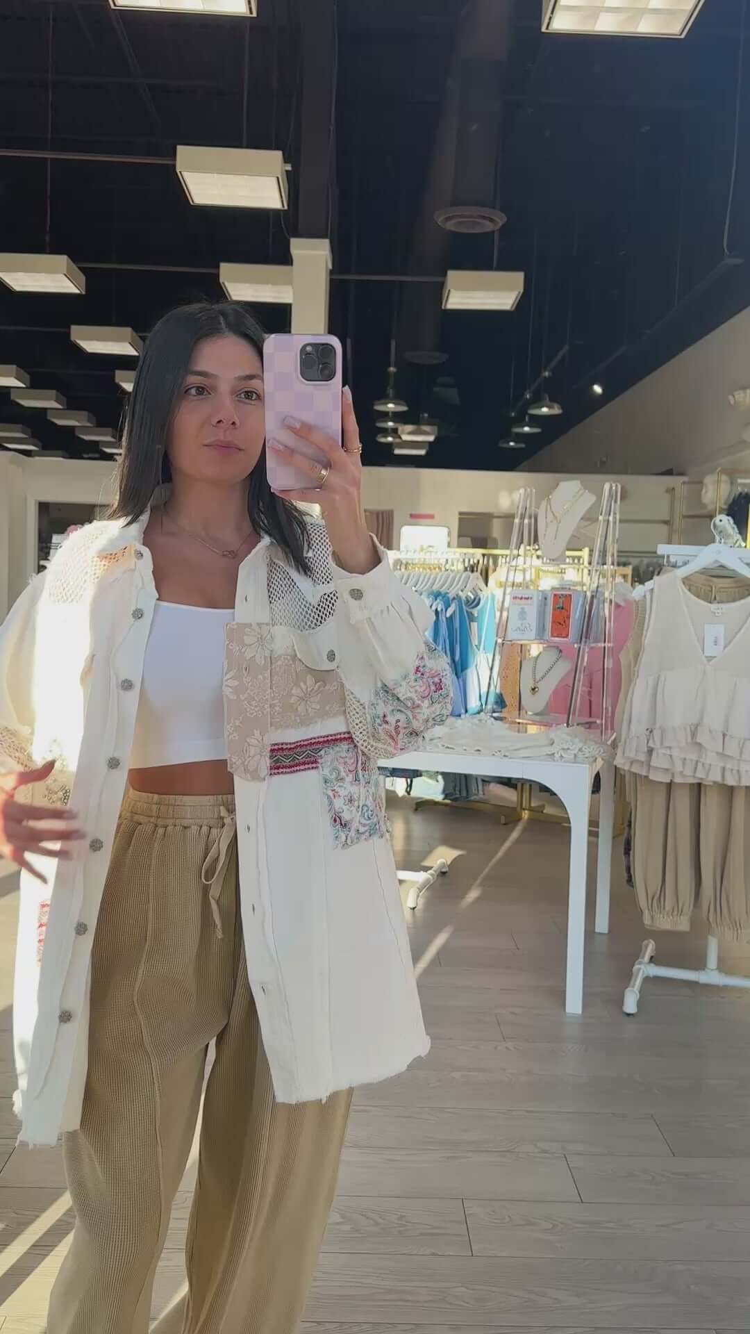Oversized Crochet Patch Shacket - Ivory – Alicia DiMichele Boutique