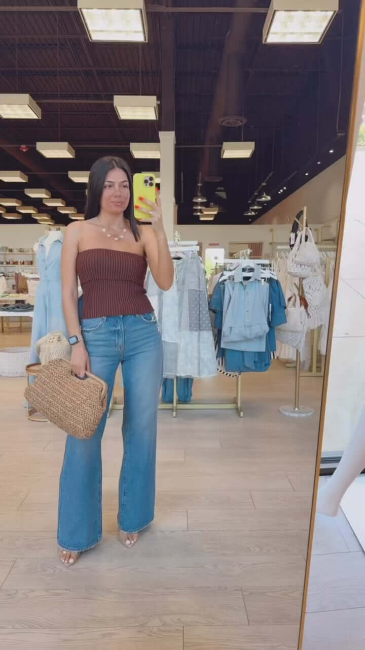 Shoreline Stretch Ribbed Tube Top - Chestnut – Alicia DiMichele Boutique