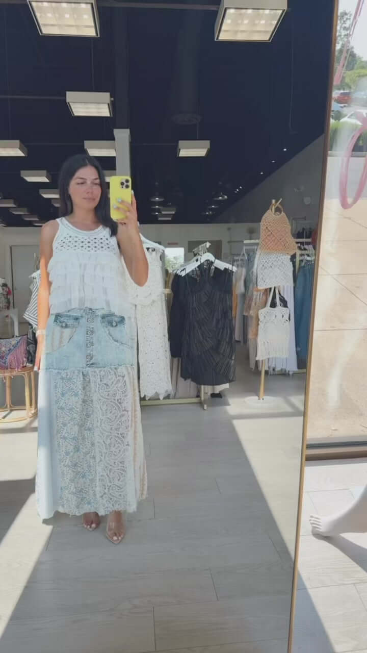 Denim Lace Floral Skirt – Alicia DiMichele Boutique