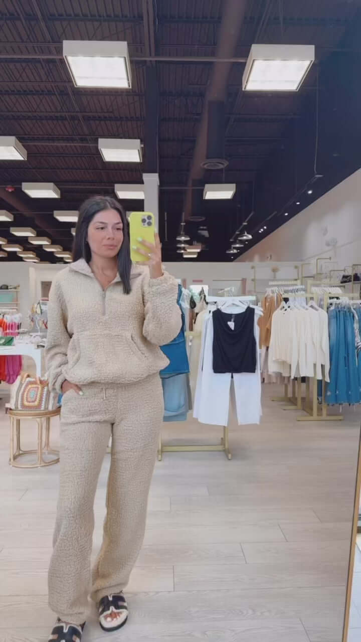 Teddy Zip Lounge Set – Taupe – Alicia DiMichele Boutique