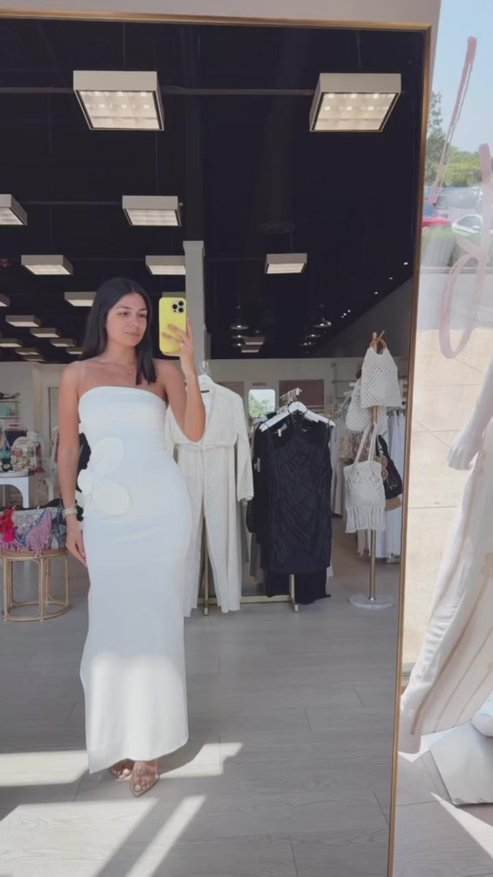 Ivory Bloom Flower Maxi available at Alicia DiMichele Boutique – stylish women’s fashion and accessories.