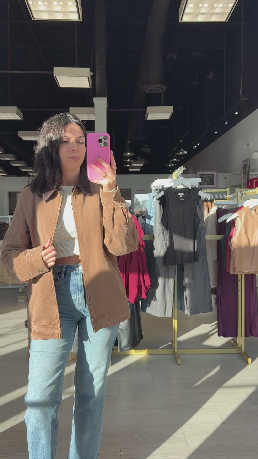 Barn Jacket Brown | Women's Woven Zip Jacket – Alicia DiMichele