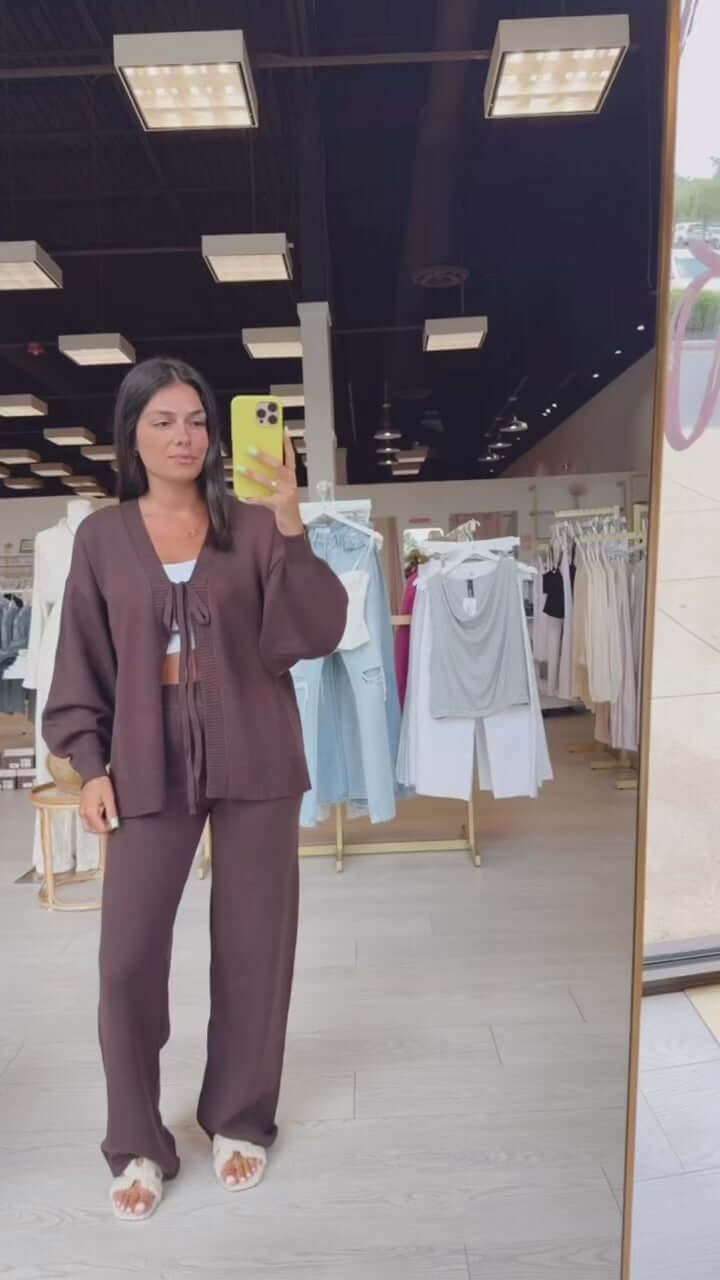 Slouchy Ribbed Knit Pants Set - Brown – Alicia DiMichele Boutique