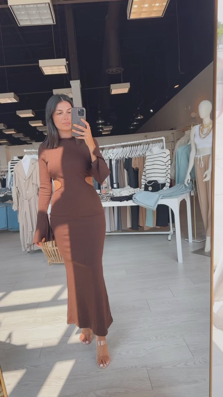 Flared Ribbed Maxi Dress