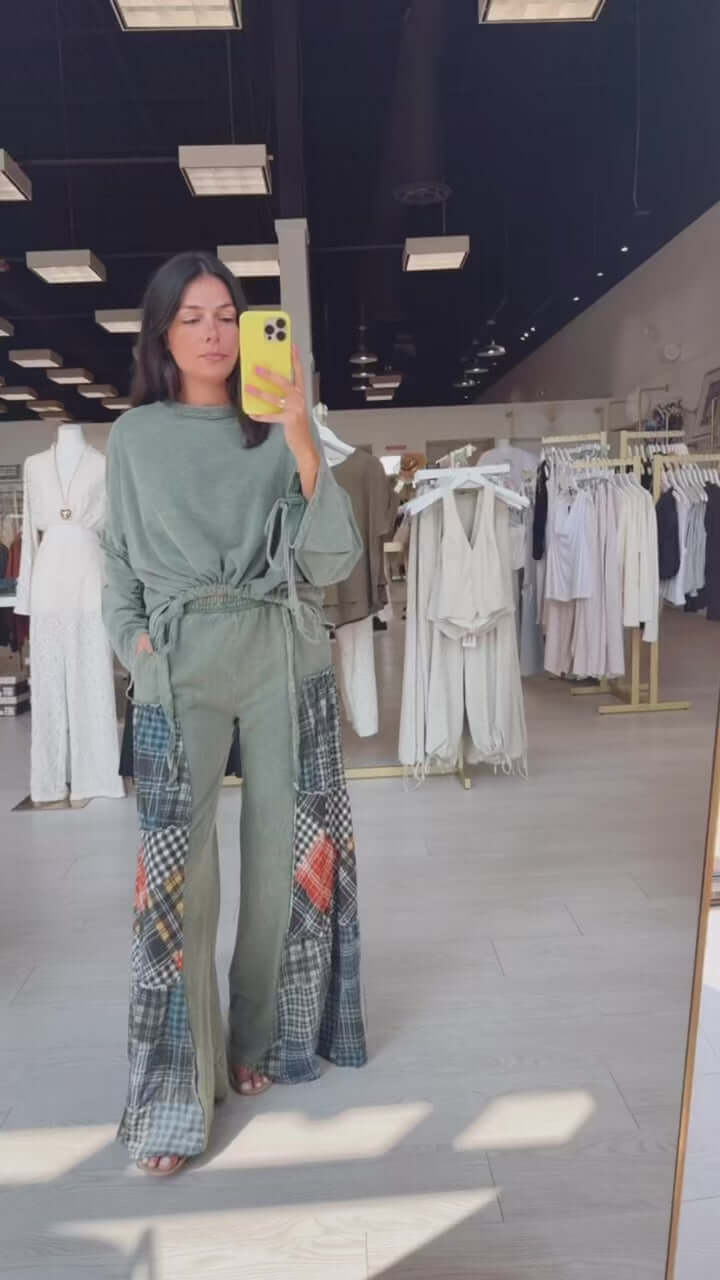 Olive Wanderer Plaid Flare Pants – Alicia DiMichele Boutique
