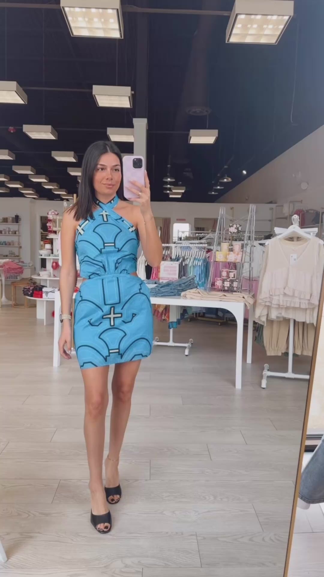 Azteca Halter Dress - Vibrant Blue