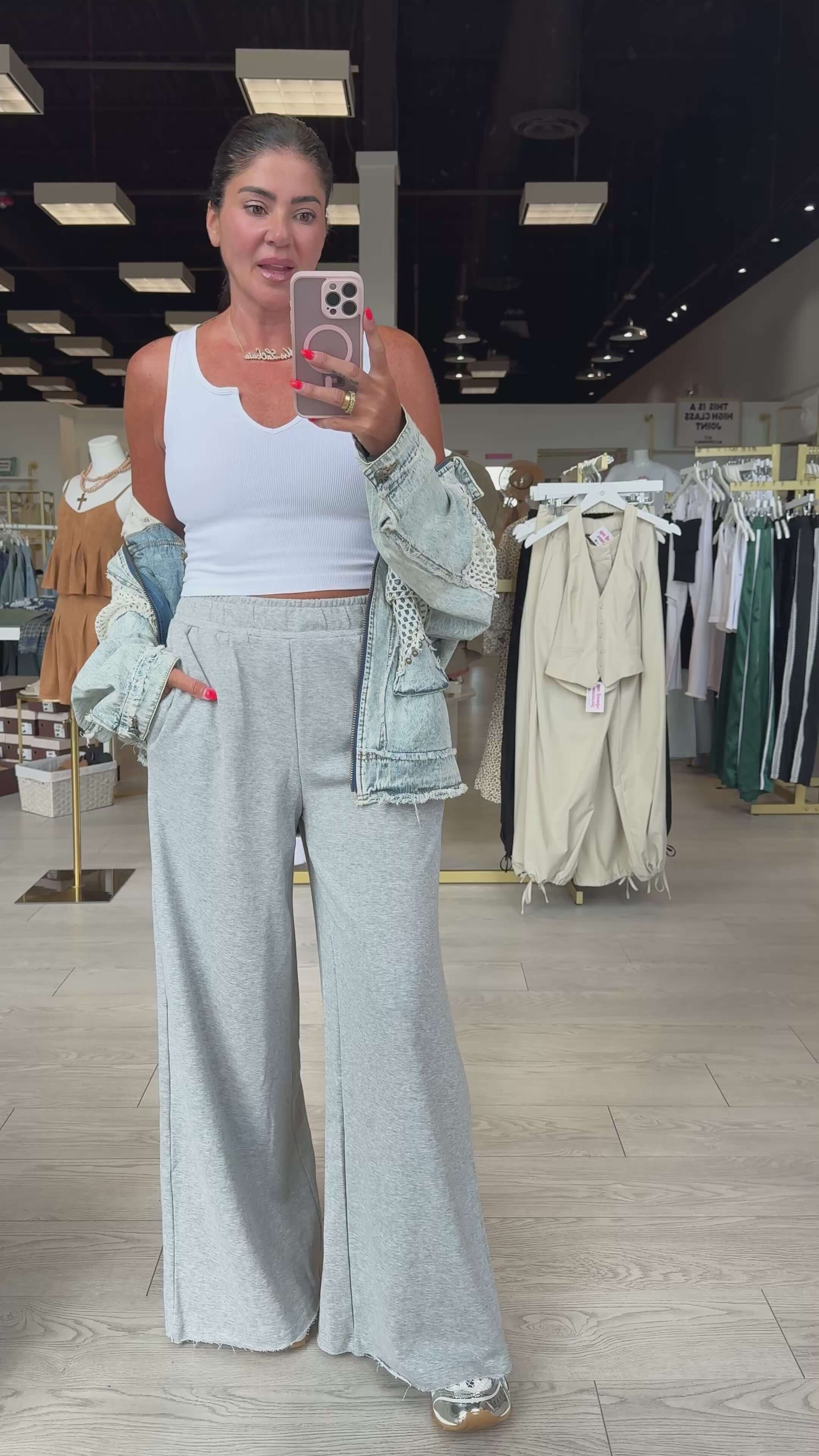 French Terry Wide Leg Sweatpants - Grey – Alicia DiMichele Boutique