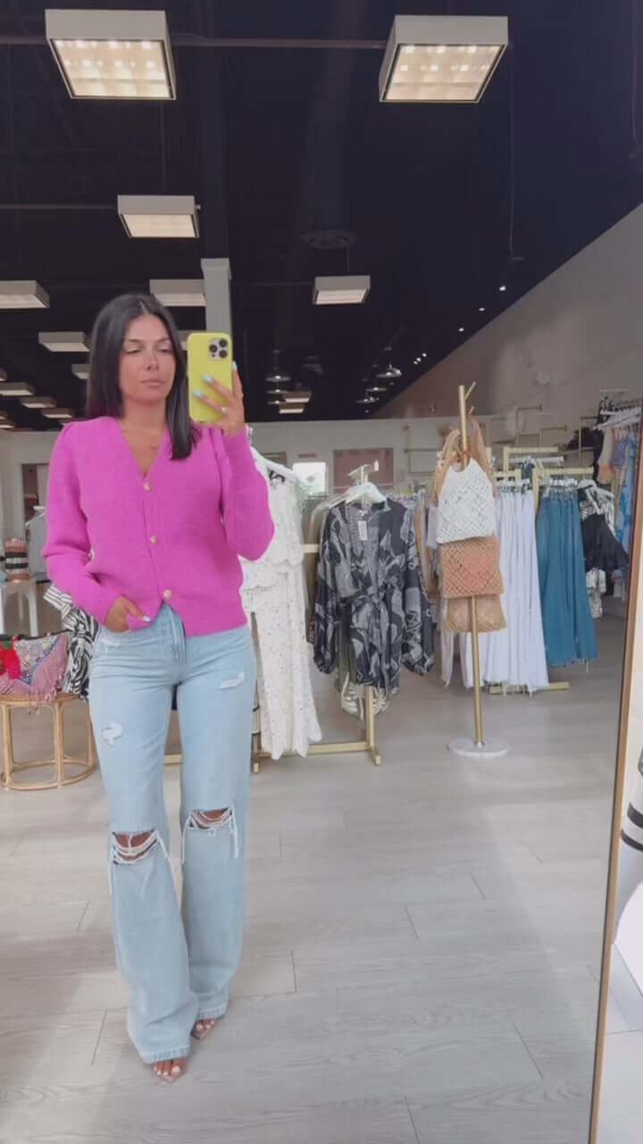 Pink Pop Button Cardigan – Alicia DiMichele Boutique