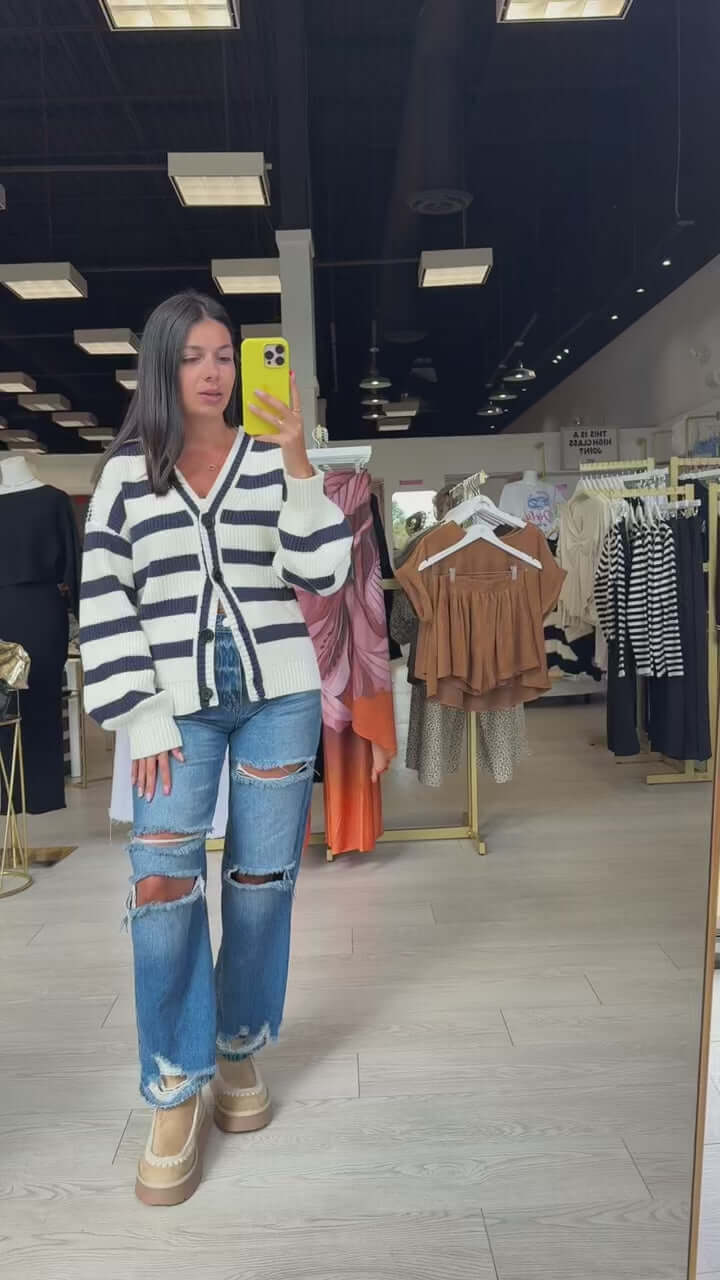 The Weekend Stripe Oversized Knit Cardigan – Alicia DiMichele Boutique