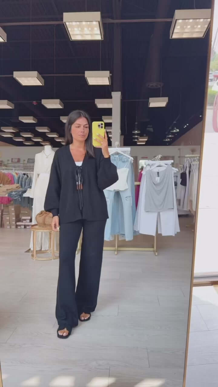 Slouchy Ribbed Knit Pants Set - Black – Alicia DiMichele Boutique