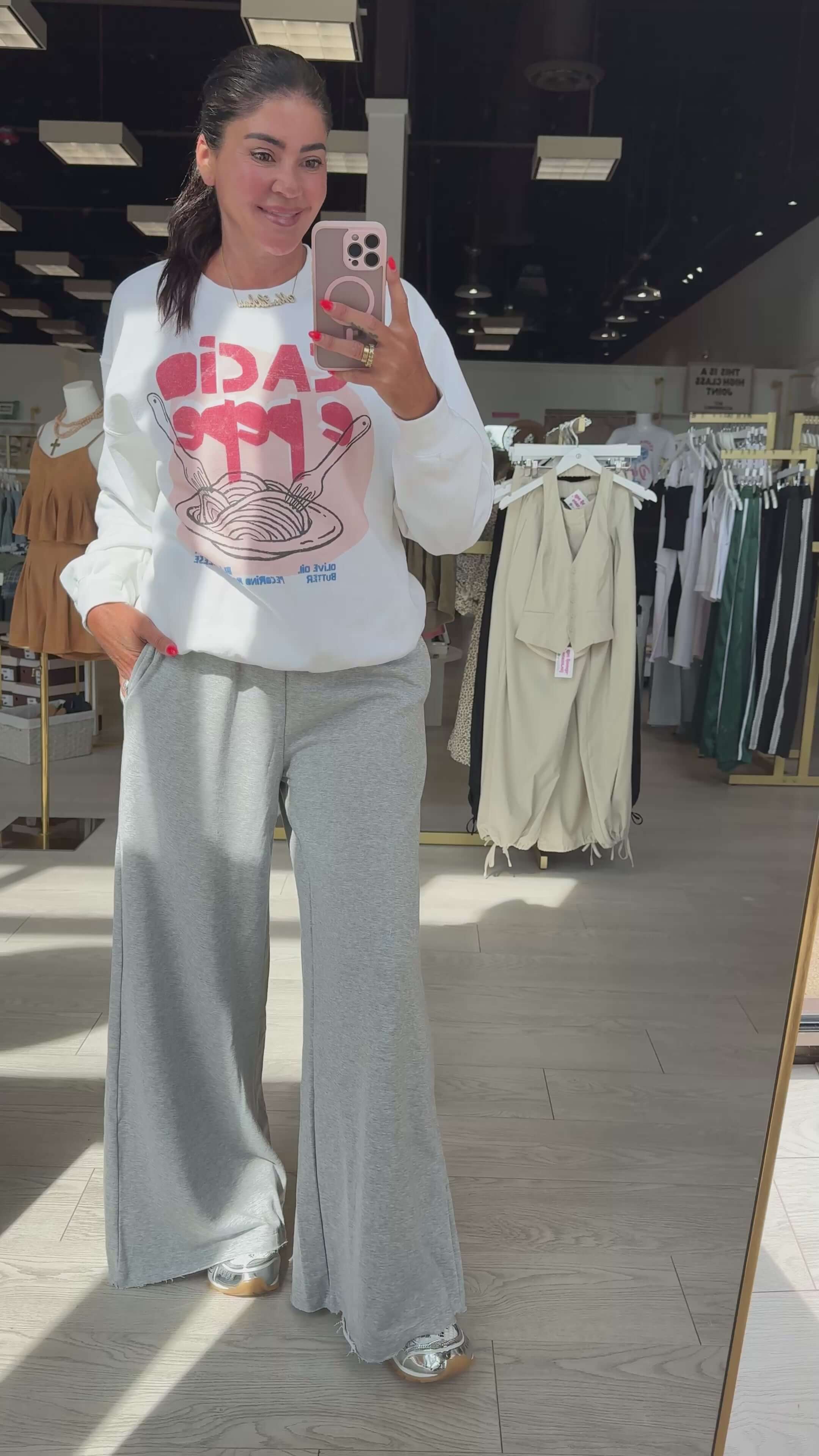 French Terry Wide Leg Sweatpants - Grey – Alicia DiMichele Boutique